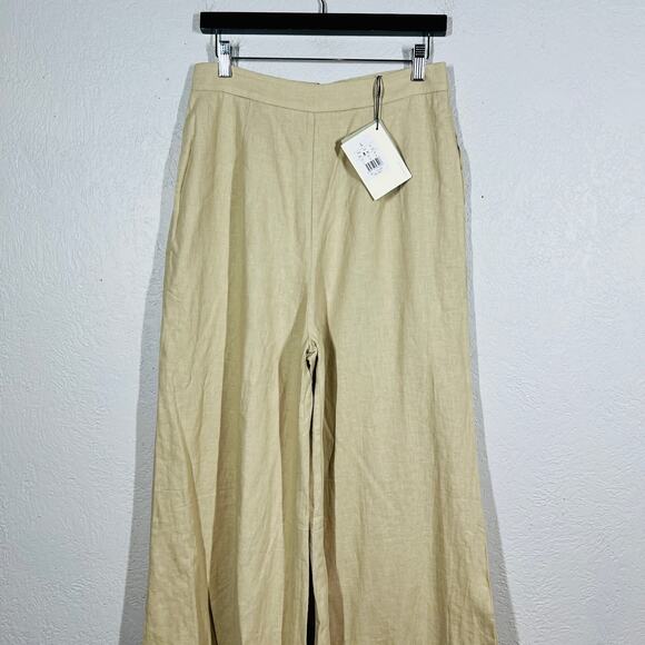 NEW! Love, Bonito Wide Leg Ankle Pant Lined Crop Trouser Casual Sand Back Zip- 8 - Picture 2 of 7